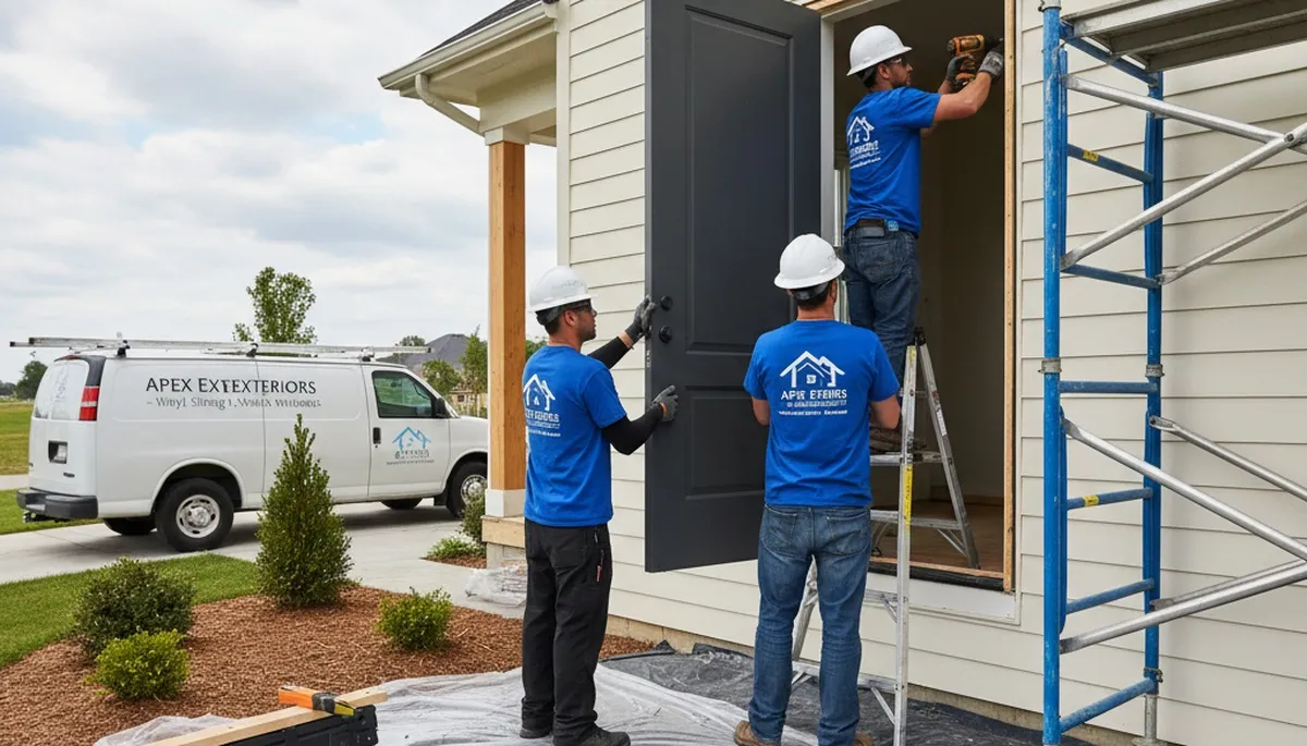 Professional door installation with durable vinyl siding in Milwaukee, WI homes