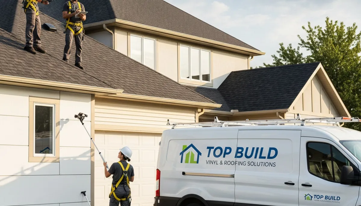 Roof inspection specialist checking residential shingles in Milwaukee, WI